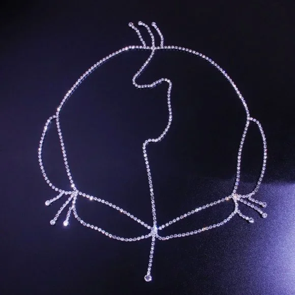 Crystal Bridal Forehead Chain Headpiece Bling Hair Jewelry Wedding Accessory - Picture 4 of 6